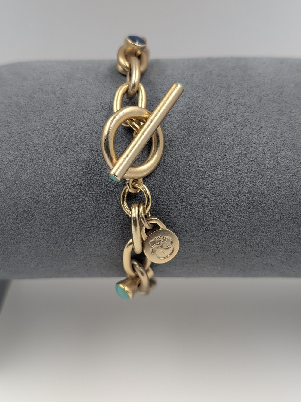 Spartina 449 Gold Tone Multi-Color Enamel Accent Toggle Link Bracelet m105